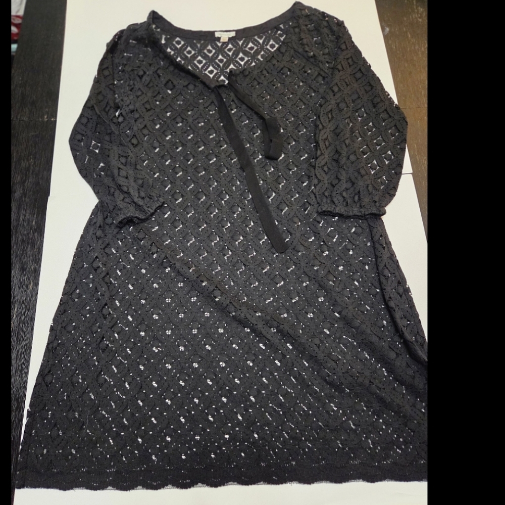 Garnet Hill Black Crochet Swim Coverup